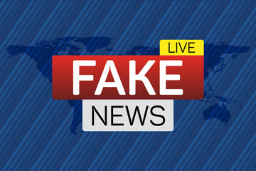 Fake news live banner on worldmap. Business technology world news background. Vector Illustration.
