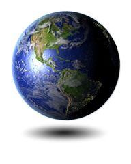 Americas on hovering globe