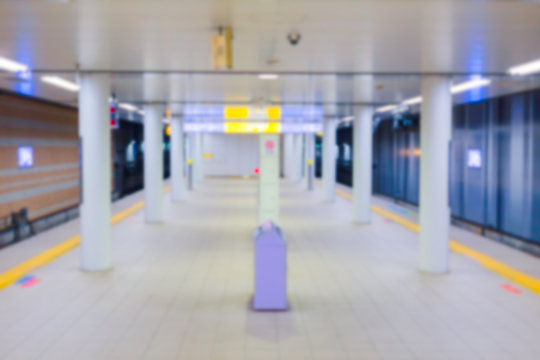blur japan subway underground train station no people for background.