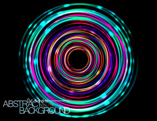 Abstract lighting circle shape scene vector colorful wallpaper on a black background
