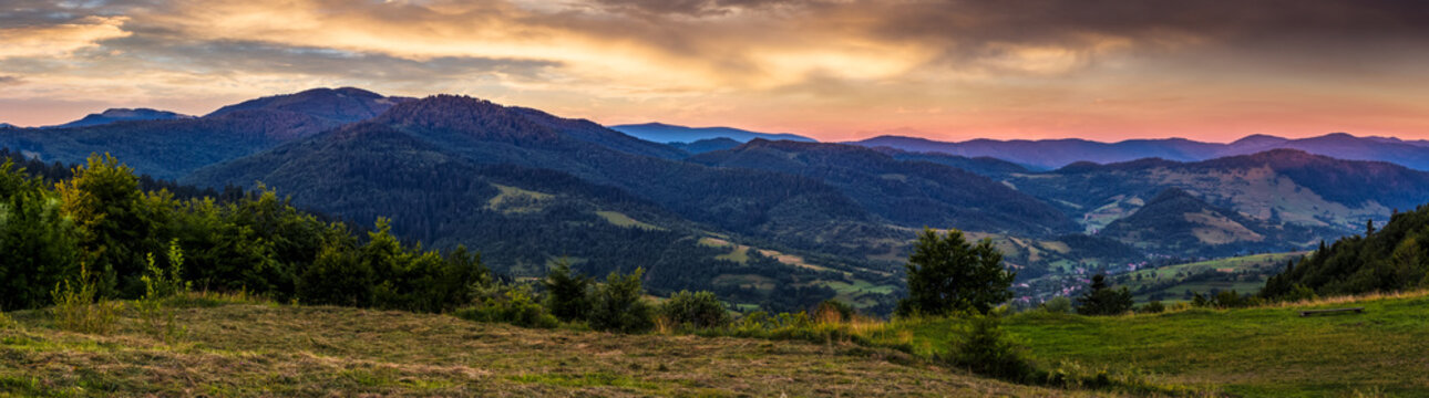 panoramic countryside landscape at sunrise