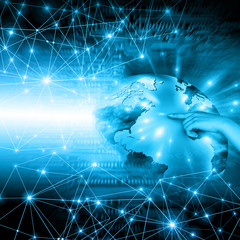 Best Internet Concept of global business. Globe, glowing lines on technological background. Wi-Fi, rays, symbols Internet, 3D illustration