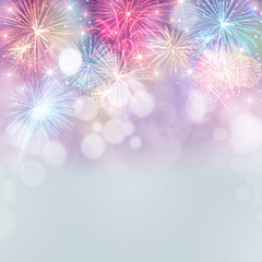 Colorful Fireworks abstract with copy space