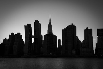 Silhouette Buildings of Manhattan in the black and white