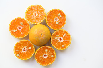 Oranges slice , Slice of fresh oranges against on white background