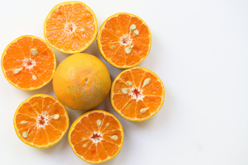 Oranges slice , Slice of fresh oranges against on white background