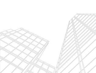 Fototapeta premium Perspective 3d Wireframe of building