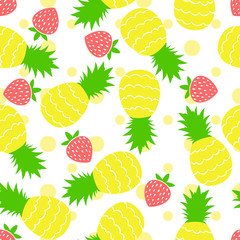 Seamless pattern pineapple and strawberry.