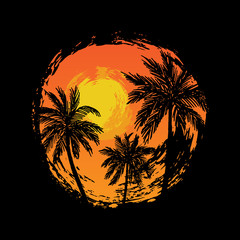 Tropical landscape with palm trees