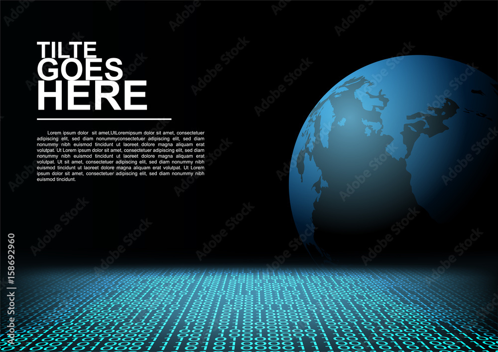 Wall mural digital code floor with globe and dark background vector techology illustration some elements of thi