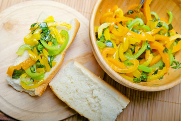 salad with Basque pepper on white bread