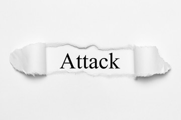 Attack on white torn paper