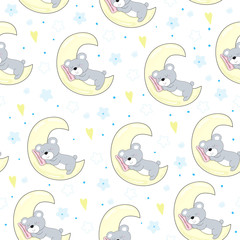 pattern with a bear and a moon