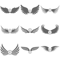 Logo of black wings with a star