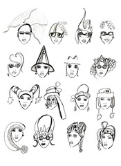 pencil head outline female models-7