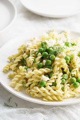 homemade pasta with green peas