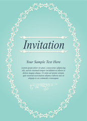 Invitation card, wedding card with ornamental on green background