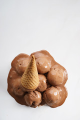 chocolate ice cream on waffle