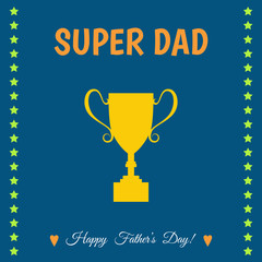 Naklejka premium Father’s Day vector greeting card with cup of the winner.