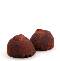 Chocolate truffles isolated on white