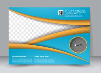 Flyer, brochure, billboard template design landscape orientation for education, presentation, website. Blue and orange color. Editable vector illustration.