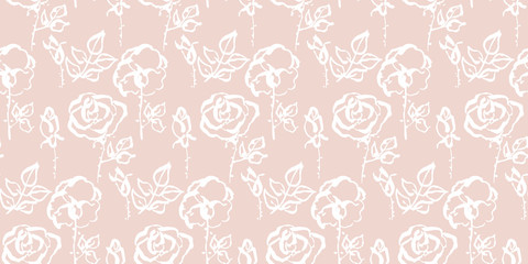 Seamless pattern bouquet of roses in bud. Beautiful pattern for decoration and design. Trendy print. Exquisite pattern of flower sketches