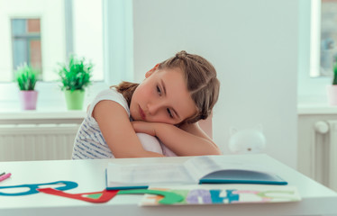 sad little school gir because of learning and mobbing © detailblick-foto