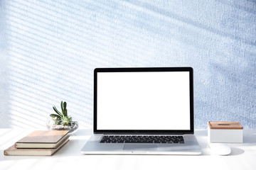 Fototapeta premium Comfortable workplace with laptop