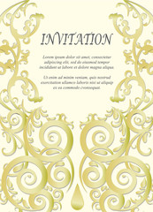 Invitation card, wedding card with ornamental on beige background