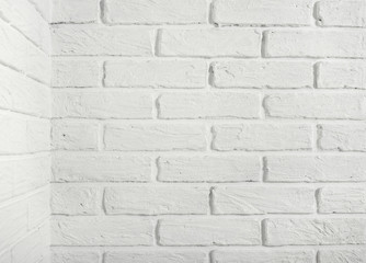 white brick wall with corner, abstract background photo