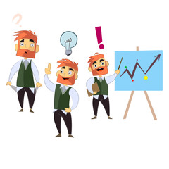 Hipster Manager or bisnessman set of 3 character