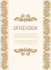 Invitation card, wedding card with ornamental on ivory