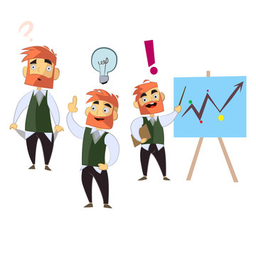 Hipster Manager or bisnessman set of 3 character