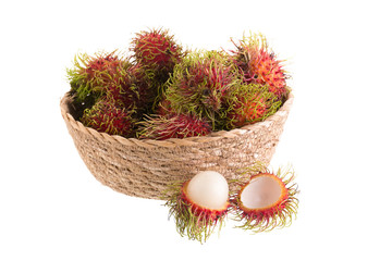 fresh rambutan tropical fruit isolated on a white background