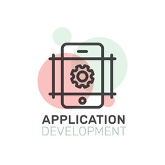 Vector Icon Style Illustration of Application Development Process. Interface, layout and performance optimization progress
