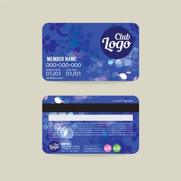 Front And Back Member Card Template Vector Illustration