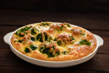 Broccoli baked with egg and cheese. 