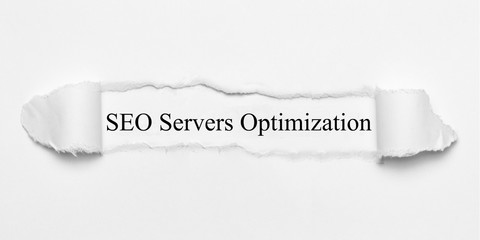 SEO Servers Optimization on white torn paper