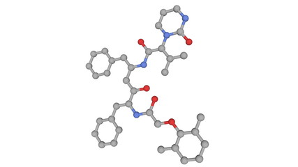 Lopinavir - AIDS/HIV antiviral drug ball and stick model isolated on white. 3D rendering.