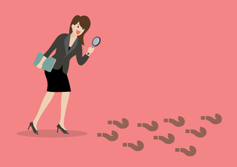 Detective business woman finding answer