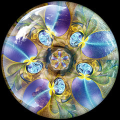 3D Glossy button with colorrful ornament