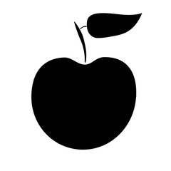 Black apple with white stroke on white background. Apple silhouette. vector