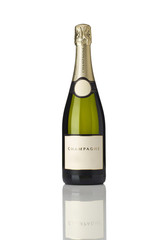Flasche Champagne mit leerem Label