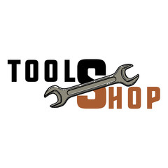 Color vintage tools shop emblem