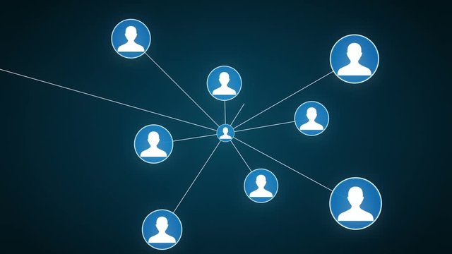 Human icon connect global world map, dot makes global communication. social media network.