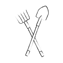 Rake and shovel gardening tools icon vector illustration graphic design