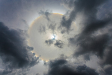 Miracle circle circles around the sun in the afternoon in Thailand