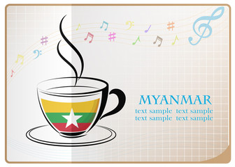 coffee logo made from the flag of Myanmar