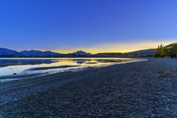 View of Lake Wanaka in twilight at dawn , Wanaka , South Island of New Zealand