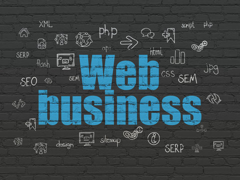 Web development concept: Web Business on wall background